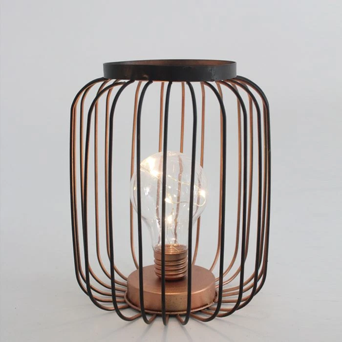 Battery Operated Table Lamp Metal Cage